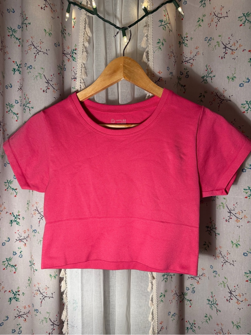 Women's Hot Pink Crop Tee - Casual Short Sleeve
